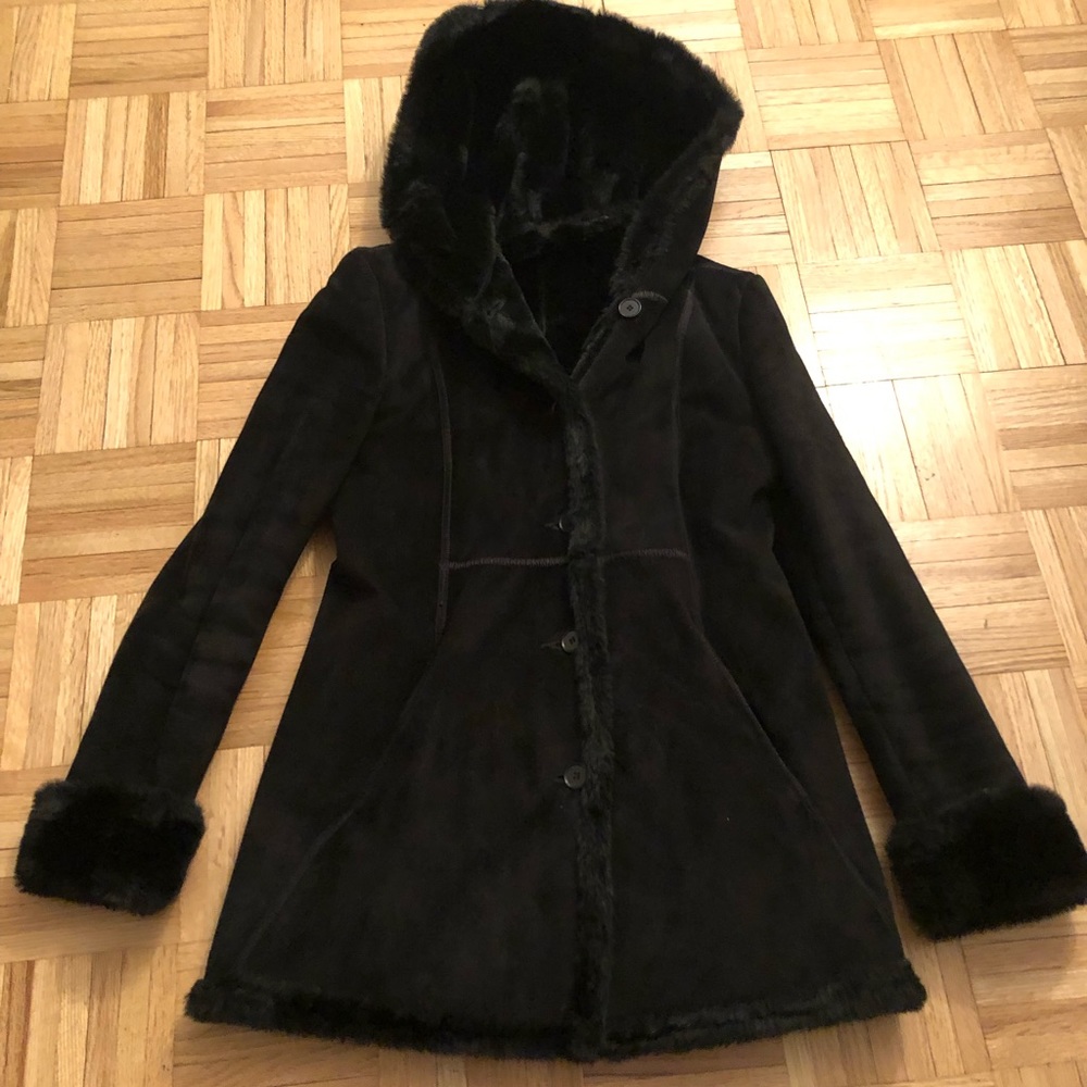 New! Searle suede and faux fur lined coat